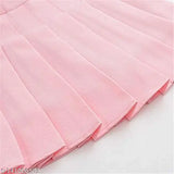 Cotton high waist pleated skirt, solid color by Caracola Girl for women's fashion, size 24-34 inches length 17 inches