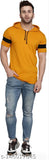 Mustard cotton blend men's half sleeve hooded neck t-shirt (SL0020) - Confident style, perfect fit, bio-dyed by Cryptic