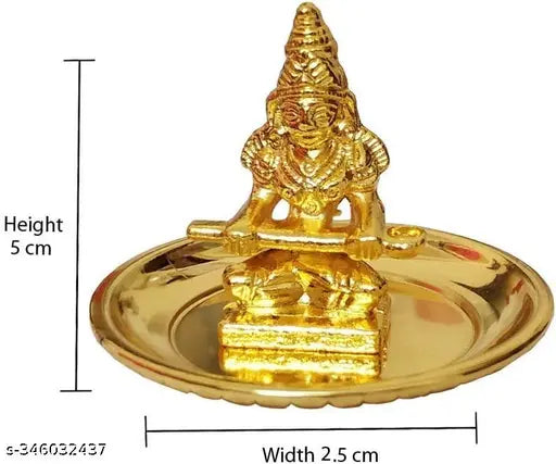 Brass gold Annapurna Mata Goddess idol, 5cm x 3cm x 4cm for home and kitchen decor
