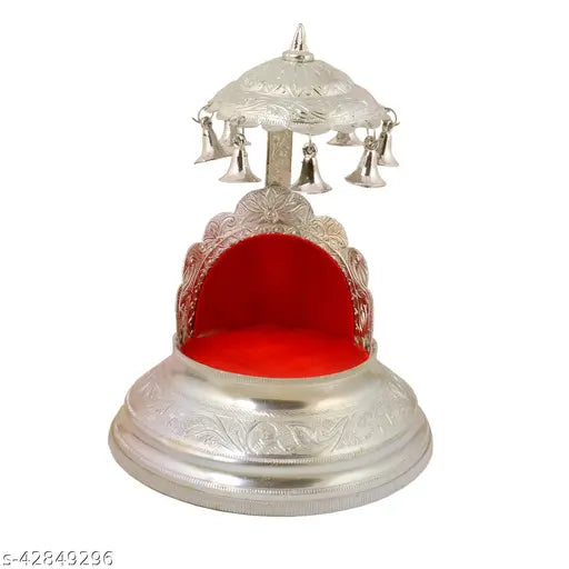 Brass foldable SinghasanJhula for Lord Krishna and Lord Ganesha, antique handicraft showpiece, 5x4x11 inches, Indian artifact, ideal for home decor or gifting