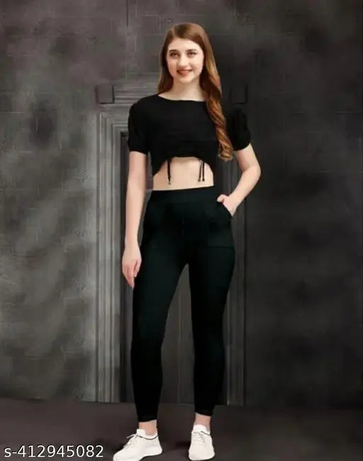 Cotton blend solid color women's jeggings set (Plan Poket OF 2), Indian made fashion for women