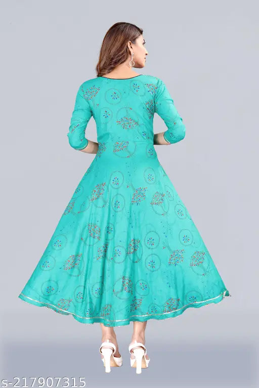 Rayon printed long all size Meesorra gown kameez