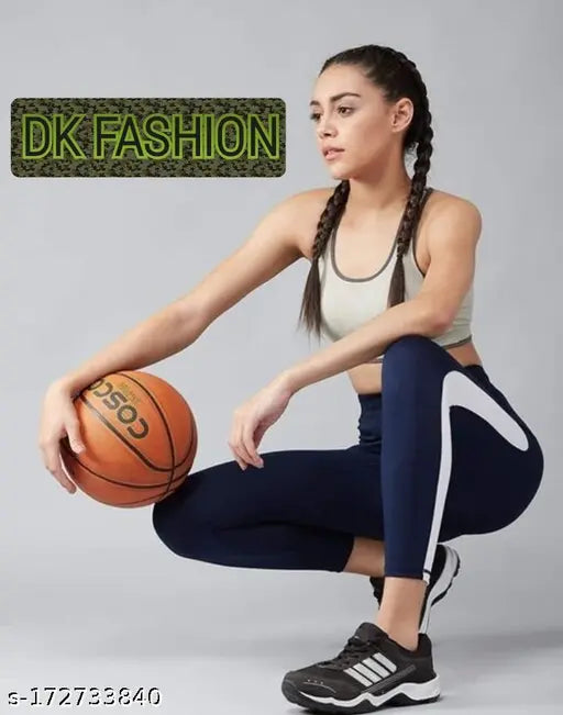 Blue solid tights activewear by Being Runner, high waist with tummy control, 4-way Lycra, 37" length, fits true to size. Unique mesh and line design