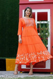 Rayon sequence embroidered Anarkali Kurta dress, printed combo, three-quarter sleeves. Women's fashion from India