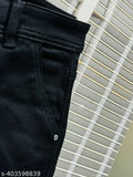 Black cotton men's slim fit jeans, zip fly closure