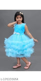 Yellow net flare dress for girls by SMS Dresses, featuring ruffles & floral appliques, size 1-11 years