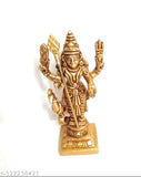 Brass Murugan idol, 250gm, gold-toned, Indian artisan-made