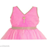 Pink netted designer dress, soft material, girls' fashion, fit and flare skater style