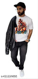 White polyester sports t-shirt with Shiv Mahakal sublimation printing, round neck, short sleeves