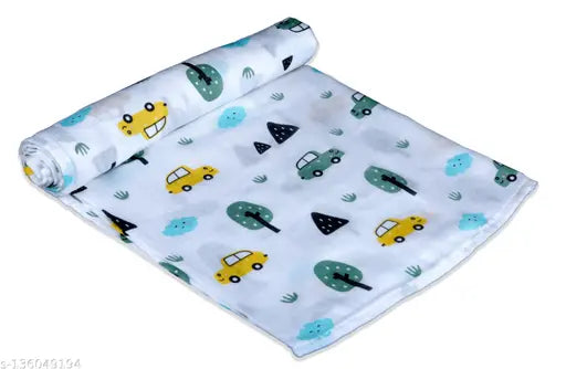 Organic cotton AC blanket swaddler, bright animal print design for baby's comfort and style