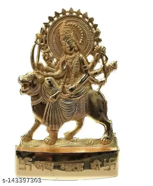 Gold-plated Durga Idol 1, intricately detailed Indian god statue, 5cm L x 10cm H x 5.5cm B
