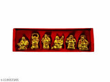Golden poly resin Feng Shui Laughing Buddha figurine set, enhancing wealth and happiness from India