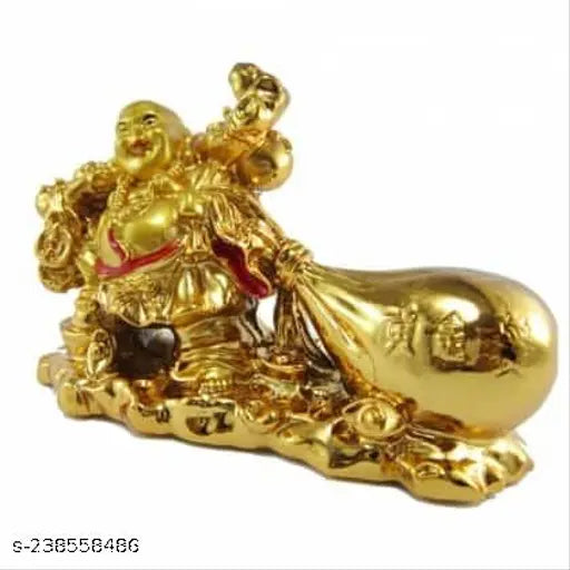Resin Laughing Buddha decor, Sunrise style with money pot, contemporary home accent