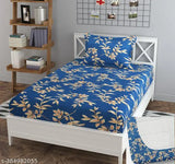 Cotton single size elastic fitted botanical pattern bedsheet, perfect for summer sleep in adult bedrooms (India)