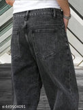 Black denim men's jeans with cloud print