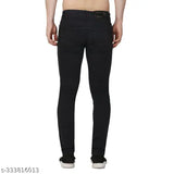 Black denim jeans pant for men, RABEZO solid black denim jeans size 28/30/30 made in India
