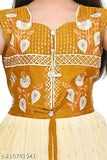 Yellow embellished child's frock with short sleeves
