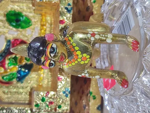 Brass Radha Rani murti idol, detailed painting, complete size 2 x 8 cm