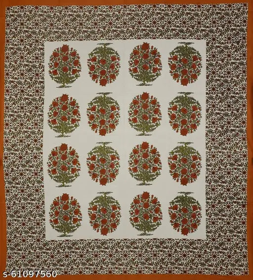 Sanganeri printed cotton flat sheets, 3D pattern, summer-ready, adult double queen bedding set with 2 pillow covers (India)