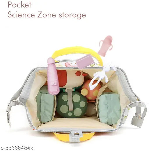 Waterproof nylon unisex diaper bag, 41x18x25.5cm, ergonomic design with 16 pockets