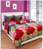 White polycotton queen size double bedsheet, superfine 3D printed design, includes 2 pillow covers. Ideal for summer