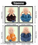Indian-made set of 4 small poly resin Buddha figurines, 1.5cm tall and 0.5cm wide & deep