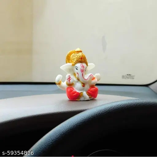 Craftam Polyresin Ganesh idol for car dashboard, Indian Hindu figurine for car decor
