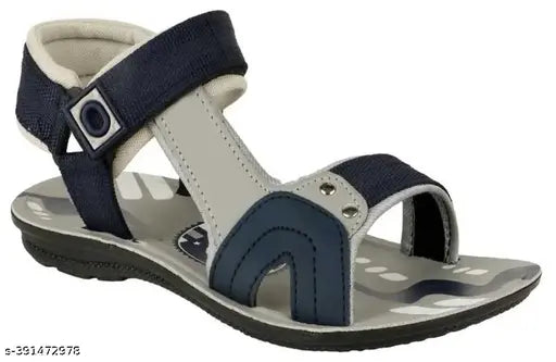 Light blue and white sandal with black straps, adjustable ankle strap