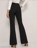 Black trousers, high-waisted, long legs sleeves