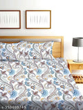 Gorgeous cotton botanical double fitted bedsheet & 2 pillow covers, ideal for summer. Shines brighter with each wash - Indian made