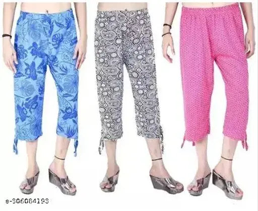 Blue, white, and pink women's Alphine combo capri pants