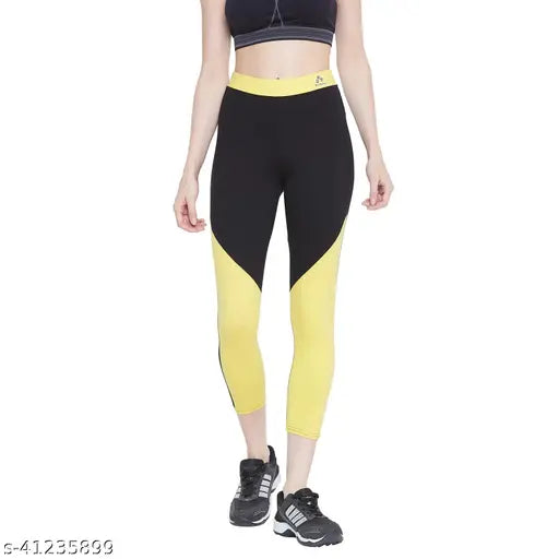 High-quality cotton blend solid color sports leggings for women/girls, perfect for yoga and gym workouts