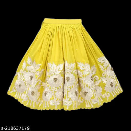 Georgette embroidered flower lehenga-choli for girls, aged 2-8, handcrafted Indian traditional wear