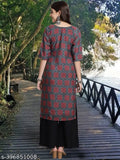 Printed crepe palazzo kurta for women, India-made single piece with short sleeves