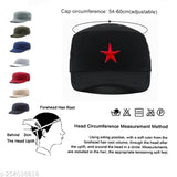 Black cotton baseball cap with embroidered red star design, high-quality adult size XL, machine washable