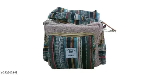 Hemp fabric sling bag, adjustable strap, ladies accessory
