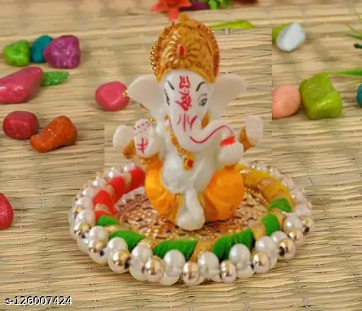 Poly resin Ganesha dashboard idol, decorative showpiece for car, Diwali and birthday gifts