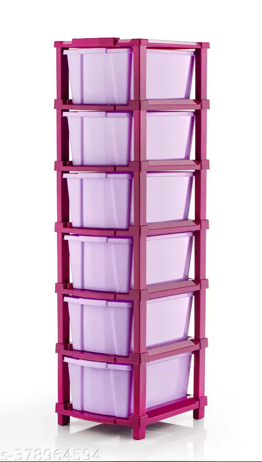 Pink plastic organizer system, with four drawers