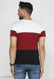 Trendy lightweight cotton colorblocked round neck t-shirts for men, short sleeves, size M & L