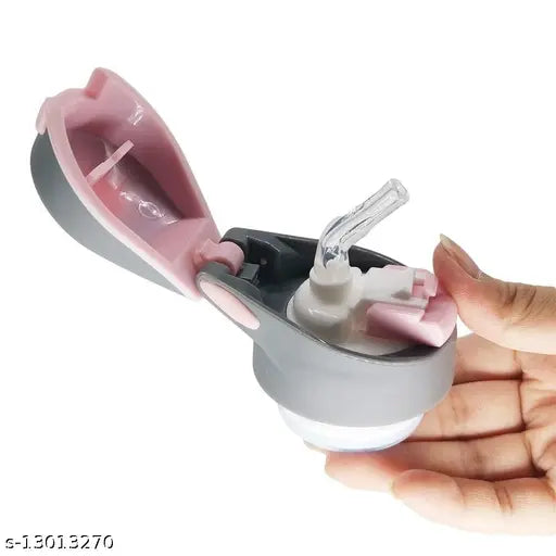 Pink stainless steel sipper bottle (500ml), leakproof, easy to clean, perfect for kids on the go