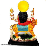 This is a figurine of the Indian Goddess Durga, cast in metal with gold accents, holding a spear and positioned on a pedestal. It is an idol meant for spiritual puja or decoration purposes