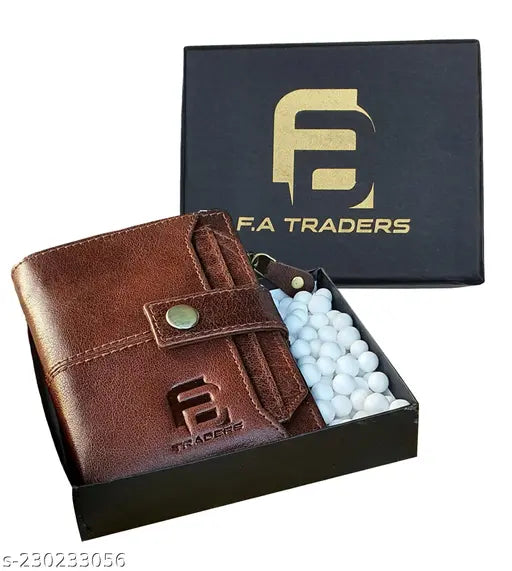 Brown genuine leather RFID wallet with 5 compartments, textured pattern, and secure identity protection