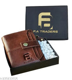 Brown genuine leather RFID wallet with 5 compartments, textured pattern, and secure identity protection