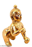 Metal Krishna Idol - Shri Ganesh ji Enterprise Laddu Gopal Murti, handcrafted Indian Krishna statue (2x2x2 inches)