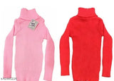 Wool unisex kids highneck solid, long sleeve knitwear for infants and toddlers (0-3 Months - 6-12 Months) from India