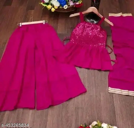 Embellished Georgette kurtis for girls aged 3-9 years, Indian traditional party wear