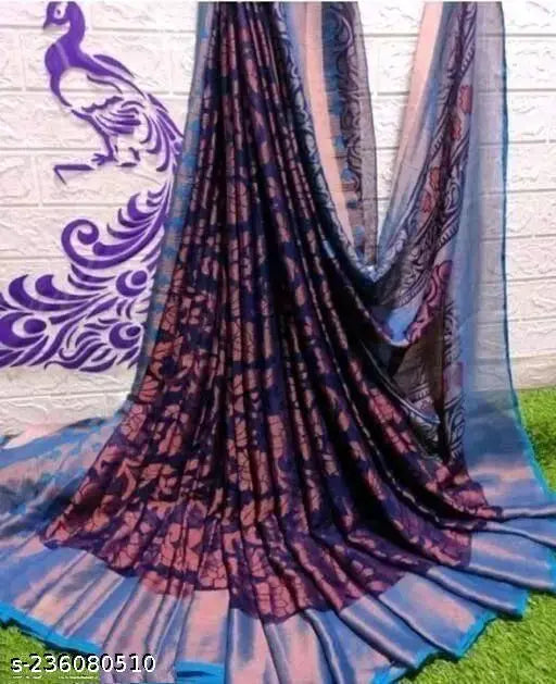 Chiffon Brasso Floral printed net saree and running blouse, elegant Indian fashion for special occasions