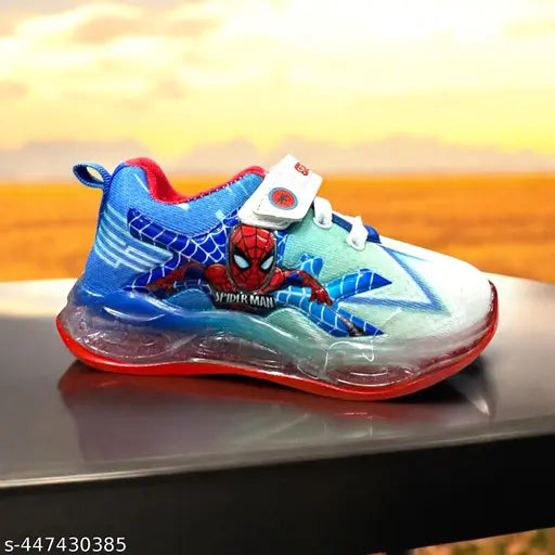 Blue and red sneakers with Spider-Man design