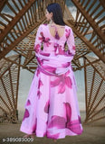 Pretty Floral Pink Georgette Gown, Indian ethnic wear for weddings or parties