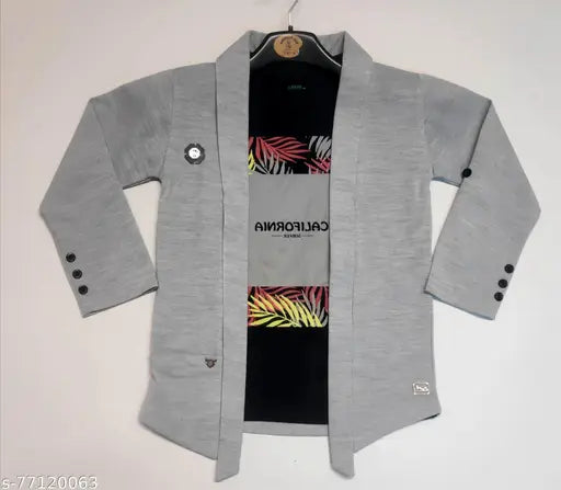 Kids blazer, cotton, gray jacket
